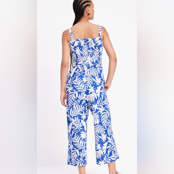 Tropical Foliage Smocked Jumpsuit - Picture 4 of 4